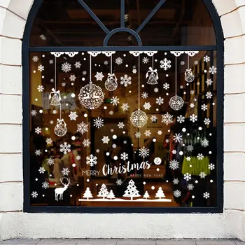 

4pcs/set Christmas Decoration Window Stickers Creative Electrostatic Glass Stickers Removable Christmas Ornament