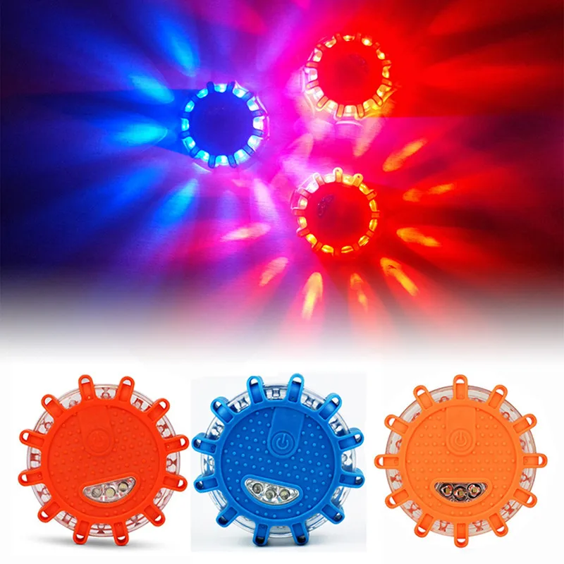 Red Blue Led Police Road Led Light Emergency Car Lights Road Flares Warning Night Lights Roadside Disc Beacon