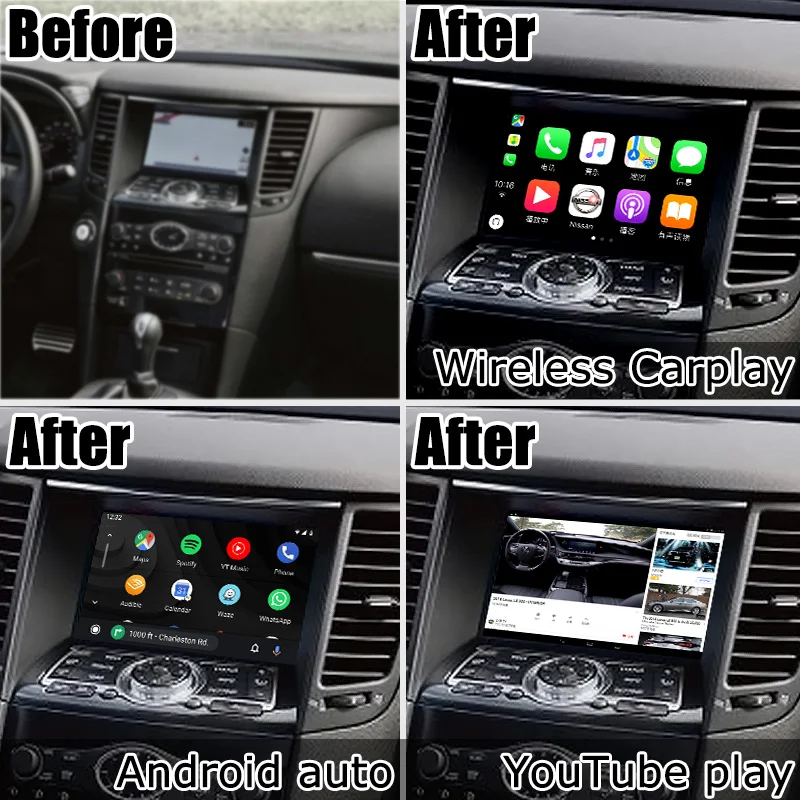 Android / carplay interface box for Infiniti QX70 FX37 FX50 FX 2010-17 with QX50 QX60 QX80 video interface GPS navigation Lsailt samsara gps