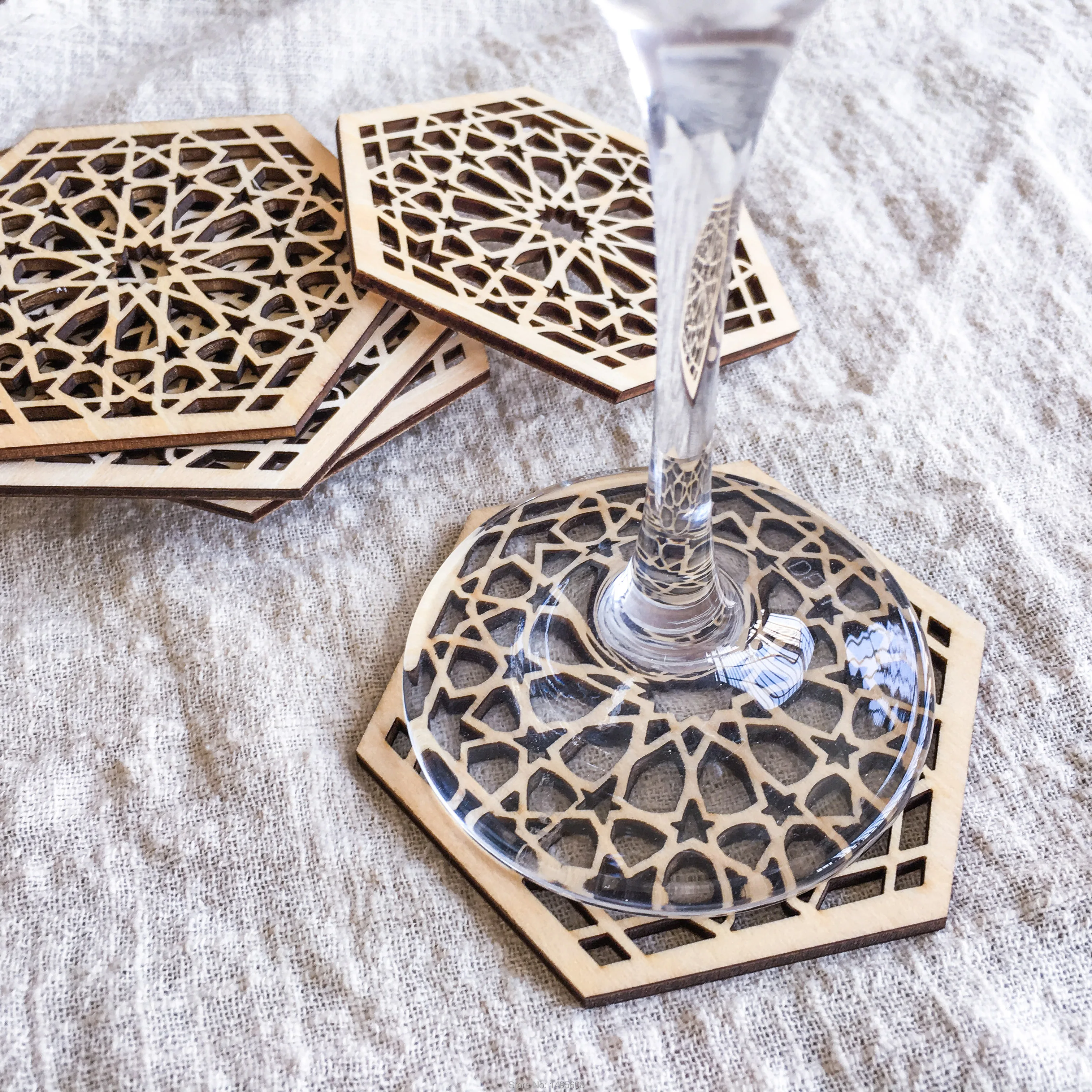 Flower Of Life Wooden Coaster, Drink Holder Wood Gift, Water Harmoniser