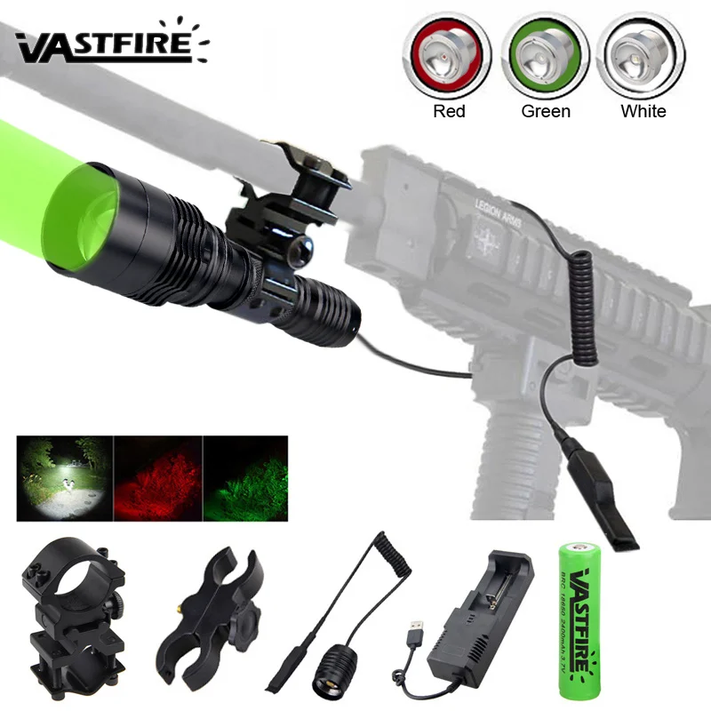 

Remote Pressure Switch Scout Weapon Light Tail Button Tactical C11 Zoomable XRE Red/Green/White 3 Beads LED Hunting Flashlight