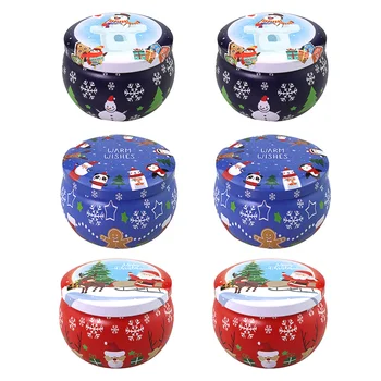 

6Pcs Tea Tins Christmas Candle Tins Christmas Empty Tins Candle Tins for Gift Kids Party