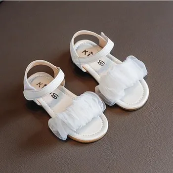 

Summer Roman Sandals For Girls Shoes Tassel Lace Kids Sandals New Fish Mouth Princess Shoes Black White Pink Size 21-30 Fashion