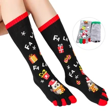 Модные женские забавные мультяшные напечатанные носки хлопчатобумажные носки с пятью пальцами повседневные Мягкие носки женские рождественские носки