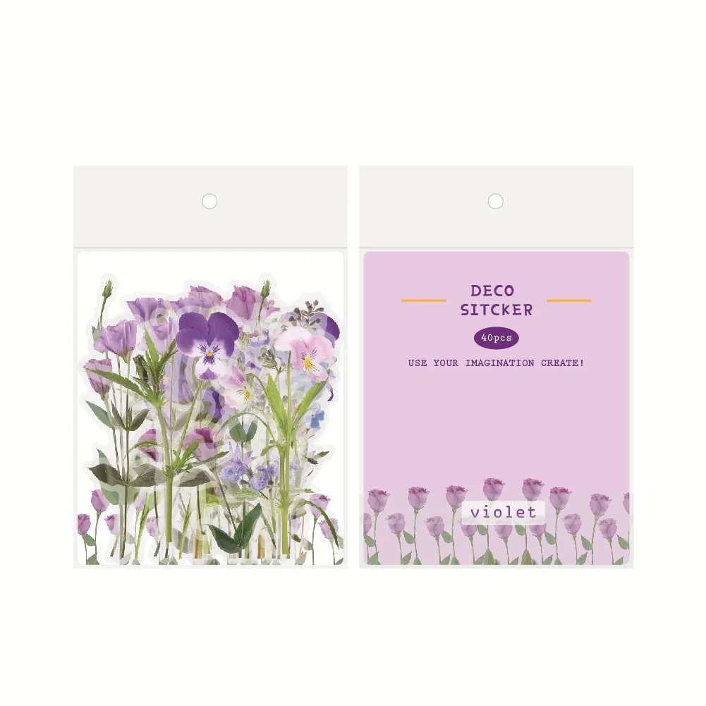 Floral and Butterfly Stationery Sticker Set - DIY Journal & Scrapbooking Decoration (40 Pieces)