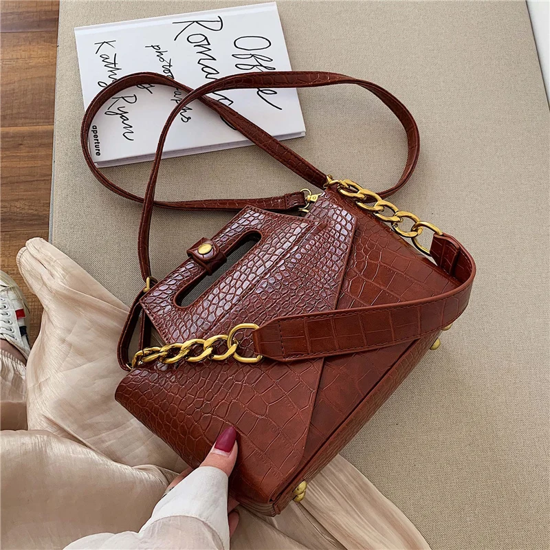 

Fashion Alligator Women Shoulder Bags Designer Handbags Luxury PU Leather Chains Female Crossbody Bag Small Flap Lady Purse 2020