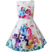 Платья с рисунком единорога для маленьких девочек; хлопковое элегантное платье принцессы с пони; Детский карнавальный костюм; одежда для детей 6, 7, 8 лет