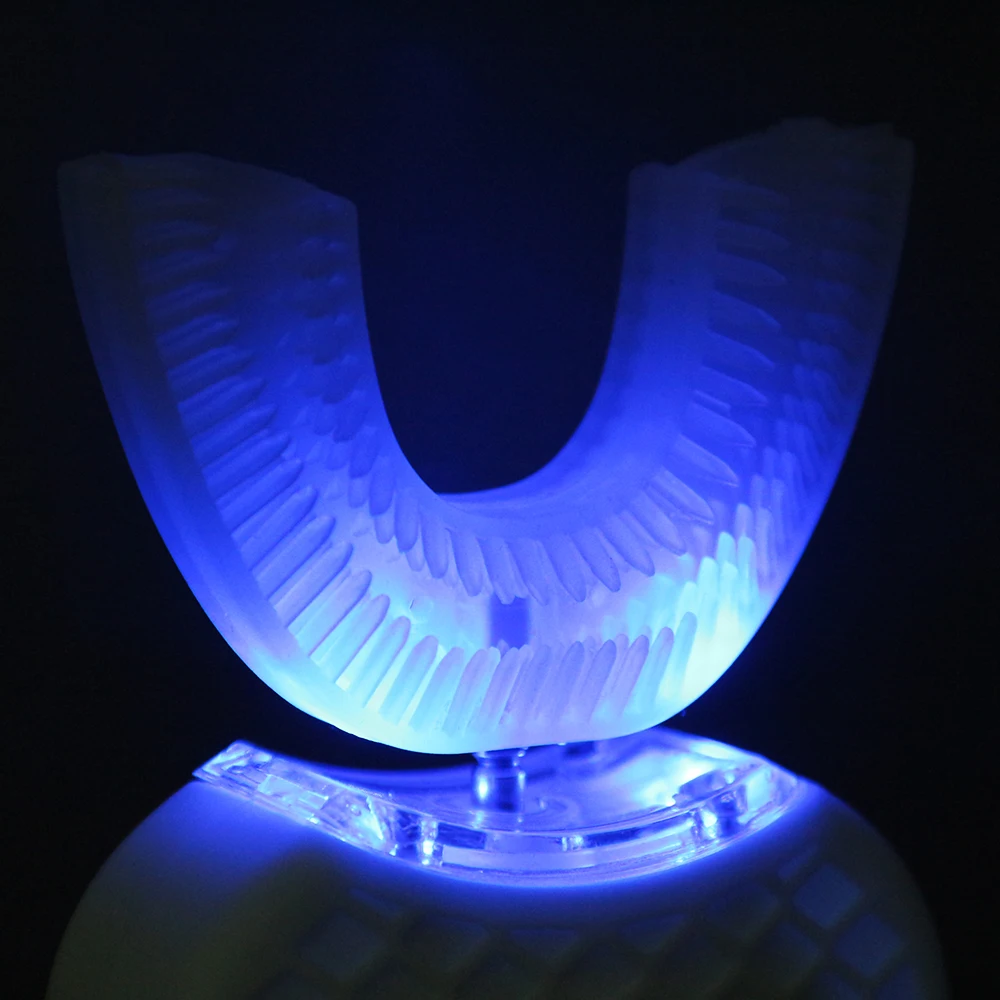 Skup Automatyczna szczoteczka do zębów U typu 360 stopni inteligentny Sonic szczotka do zębów USB ładowania ząb zęby wybielanie niebieskie światło