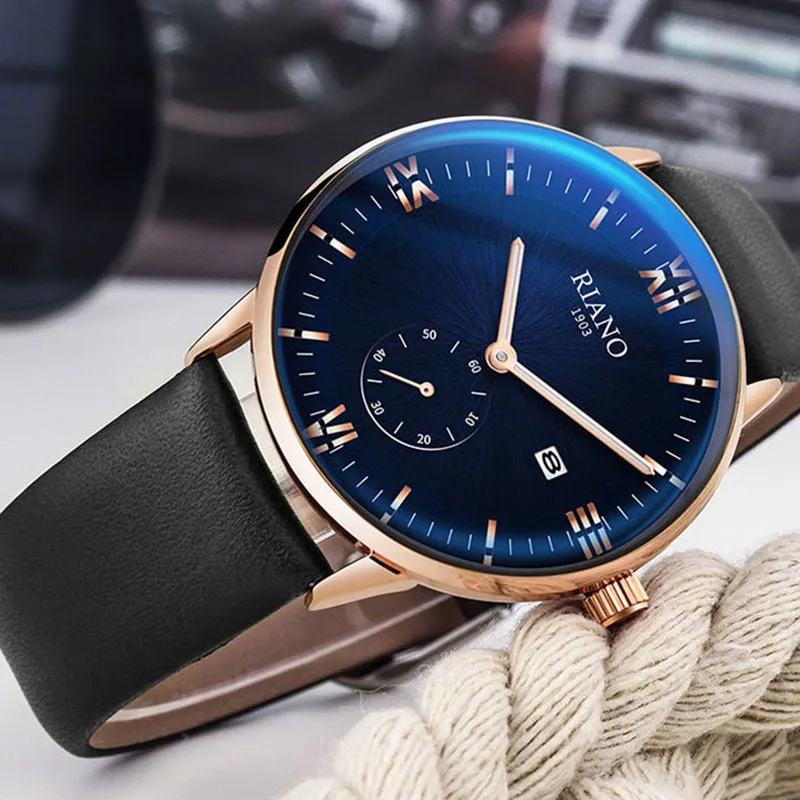 

Classic Black Leather Strap Quartz Watches Men Business Analog Date Watch Waterproof Sports Men Clock 2020 Relogio Masculino