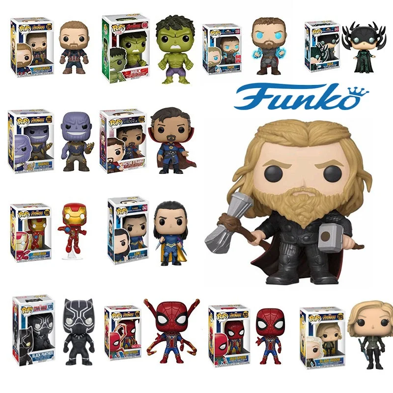 Funko pop Marvel Мстители Человек-паук Железный человек Капитан Америка Raytheon танос модель оригинальная коробка игрушки День рождения Аниме