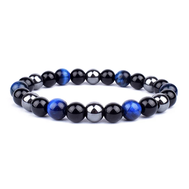 New Magnetic Hematite Bracelets Men Tiger Eye Stone Bead Couple Bracelets for Women Health Care Magnet Help Weight Loss Jewelry 2
