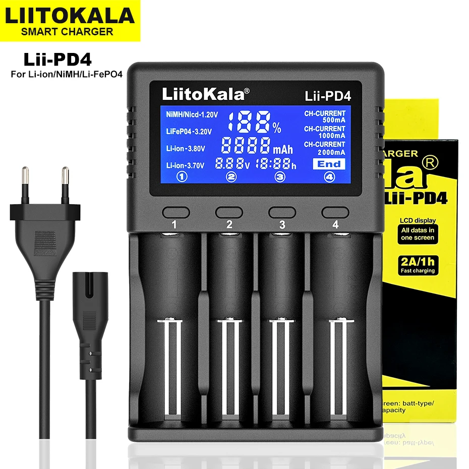 Liitokala Lii 500 Intelligent 4 Slots LCD Li-ion Battery Charger Ni-MH NiCd 