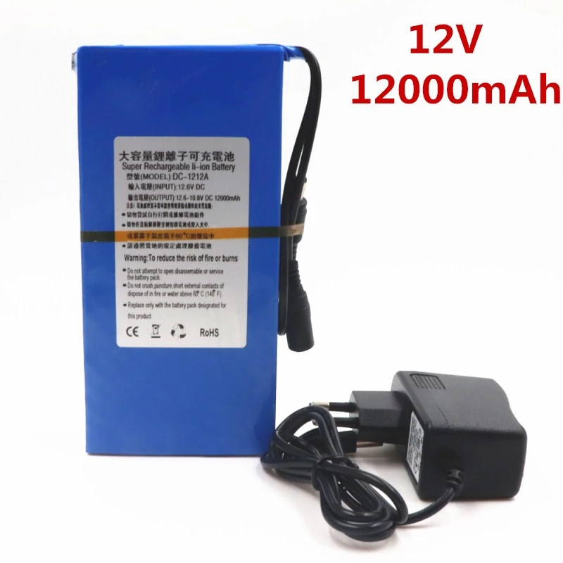 100% Durable DC 12V 12000 MAH High Capacity Lithium ion rechargeable battery  AC Charger (US/EU Plug Hot Sale Promotion free drop|Battery Packs| -  AliExpress
