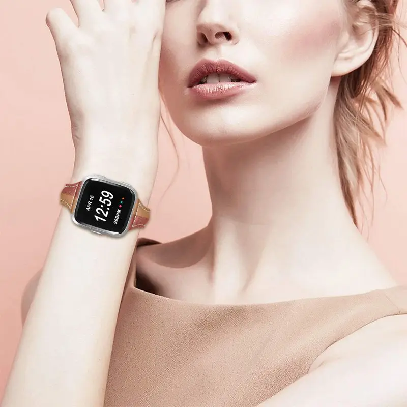 OULUCCI ремешок из натуральной кожи для Fitbit versa, ремешок на запястье браслет fit bit Lite Verse 2 Band аксессуары