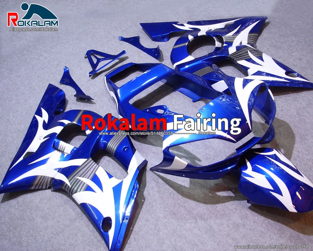 

ABS Body Kit For Yamaha YZF600 R6 1998 1999 2000 2001 2002 YZFR6 98 02 Blue White Motorcycle Fairing Set (Injection Molding)