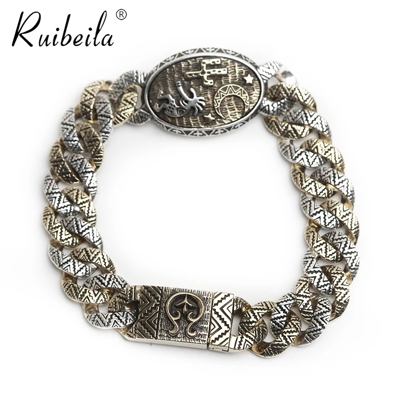 

Ruibeila925 индийский Серебряный мексиканский счастливый Бог Инка тайский серебряный браслет мужская индивидуальность хип-хоп мужские ювелирные изделия подарок