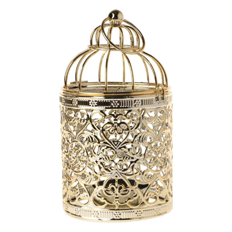 Полый Держатель Подсвечники Tealight подвесной фонарь винтажная клетка для птиц 3 цвета E65B - Цвет: 04