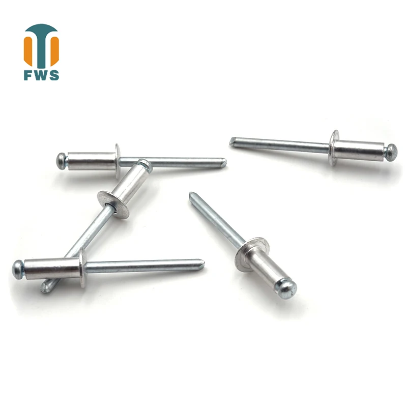 

50 PCS DIN EN ISO 15979 GB /T 12618.2 Aluminum M4 6-12mm Open End Blind Rivets With Protruding Head For Furniture Car
