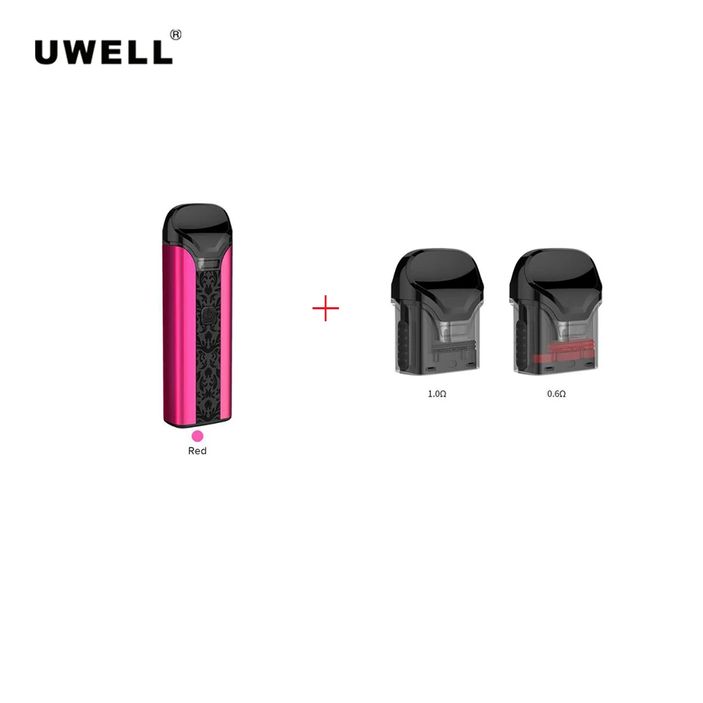 Uwell Crown Pod Комплект с 2 шт. Корона картридж 0.6ohm/1ohm электронная сигарета Vape Pod Kit vs Caliburn Vinci x - Цвет: Red