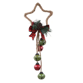 

Christmas Festival Metal Bell Door Iron Christmas Retro Bell Door Hanging Rusty Old Bell String Pendant Household Accessories