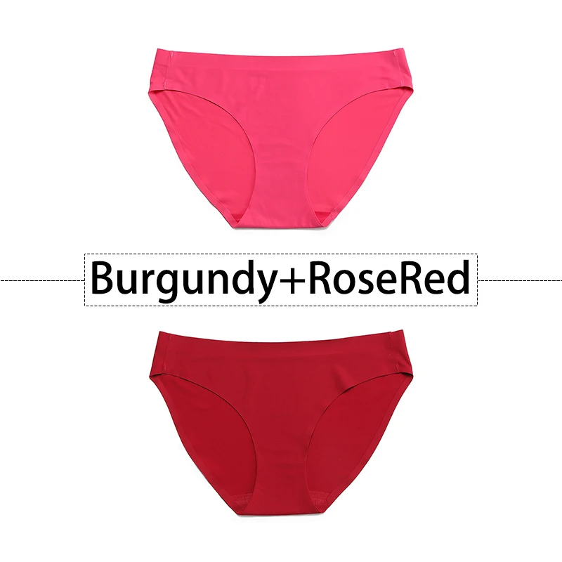 2 шт./партия, открытый Шелковый бесшовный трусики для женщин, нижнее белье сексуальные плавки, цельное нижнее белье с открытой спиной и низкой посадкой, женское XS-L, большие размеры США - Цвет: Burgundy-RoseRed