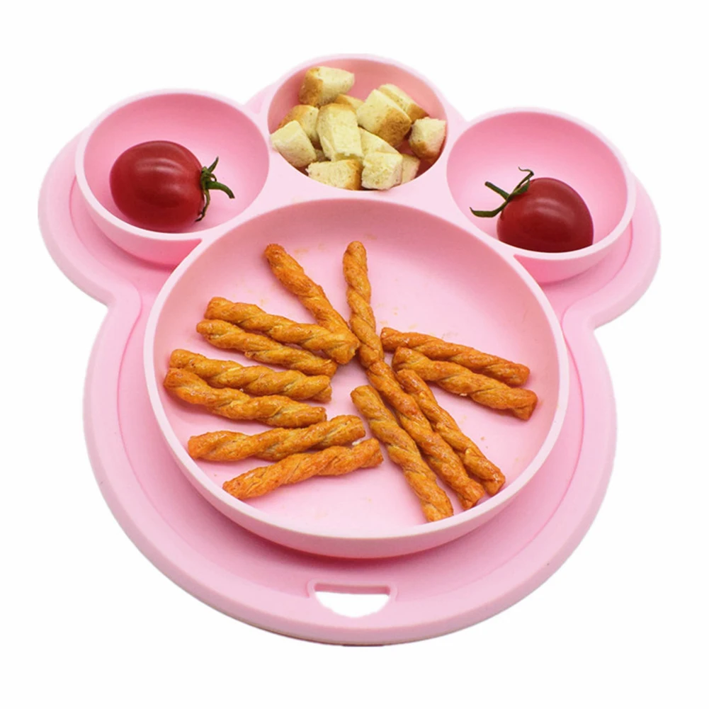 Kids Feeding Home Bowls Toddler Bear Paw Shape Dinner Dish Children Suction Baby Plate Training Food-grade Silicone | Мать и ребенок