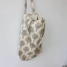 Женская Цветочная хлопковая Льняная сумка на одно плечо для покупок, Большая вместительная Повседневная пляжная сумка-портфель, сумка для путешествий