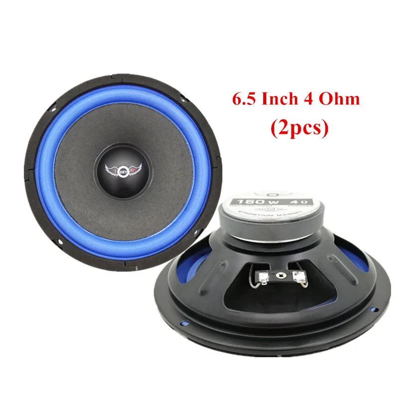I KEY BUY 2pcs/Lot 165mm 6.5 Inch Paper Cone Full Range Speaker Car Audio System 4 Ohm 150W Blue Foam Edge Midrange