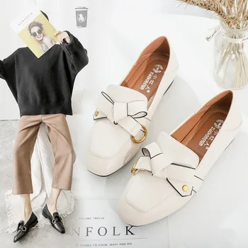 

Classics Fashion Leisure Women Flats Spring Autumm Square Toe Casual Slip-On Loafers Shallow PU Casual Single Shoes
