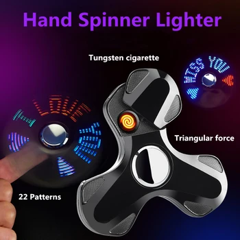 

18 Patterns Hand Spinner Electric Lighters Windproof Plasma Arc Pulsed Tungsten Lighter Fidget USB Electronic Cigarette Lighter