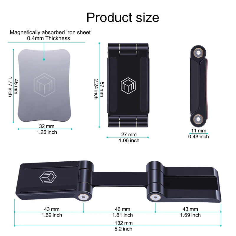 2022 Metal Magnetic Double Damping Adjustable Folding Car Phone Holder Dashboard in Car for Mobile Clip Navigation Mount Stand mobile stand for home