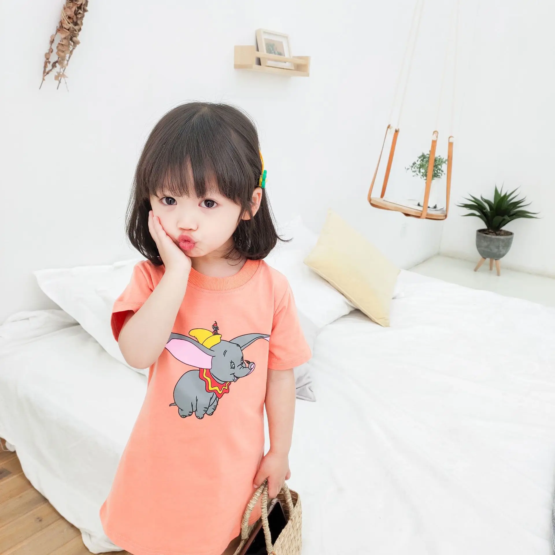 Платье для девочек в Корейском стиле весеннее хлопковое модное платье для девочек 1-6 лет