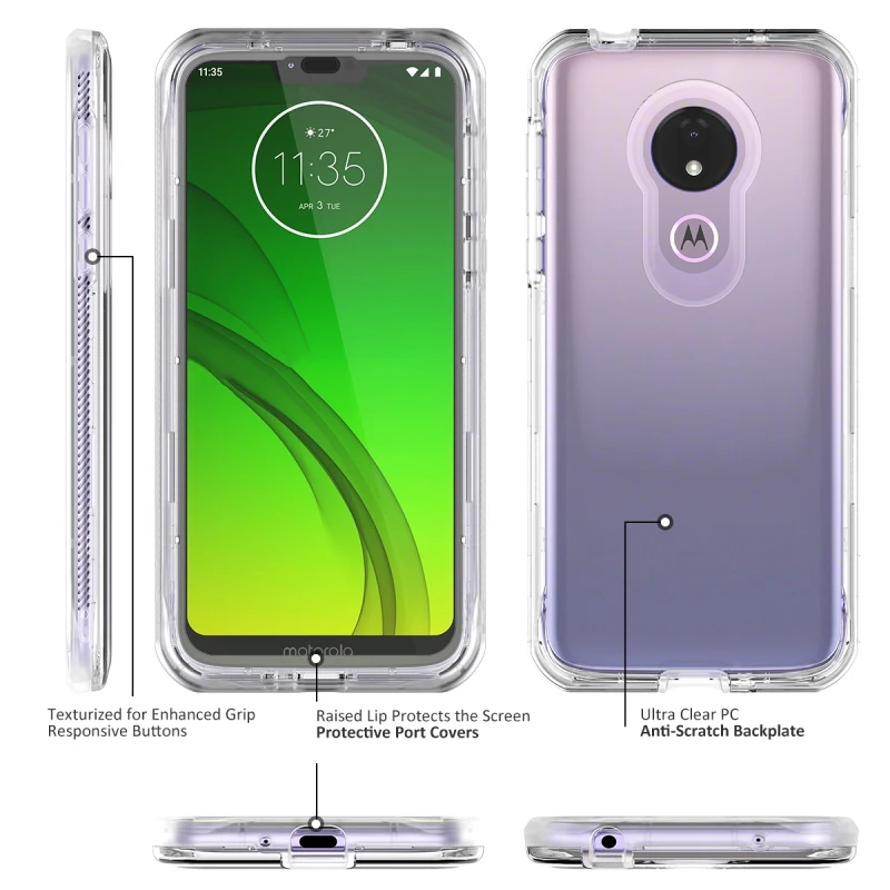 Hard Back Case for Motorola Moto G7 Power Play Full Cover with Built-in Screen Protector Shock Absorption Case for Moto G7 Play