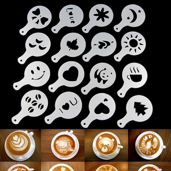 

Powder Duster Set Stencils mould patterns Latte Art tools Kit Pack Tool Replace Replacement Accessories Coffee making tools