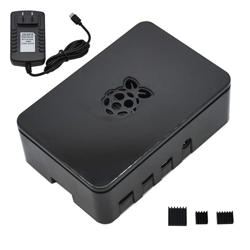 Для Raspberry Pi чехол для корпуса V4 с теплоотводом+ 5 В/3A источник питания для Raspberry Pi 4B