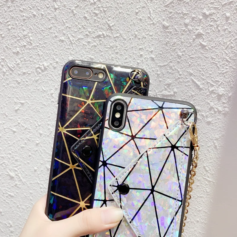 Для iPhone XR XS Max 7 8 Plus 6s блестящий чехол-Подставка Сумка-цепочка чехол для iPhone X XS 10 6 Plus чехол Coque Fundas