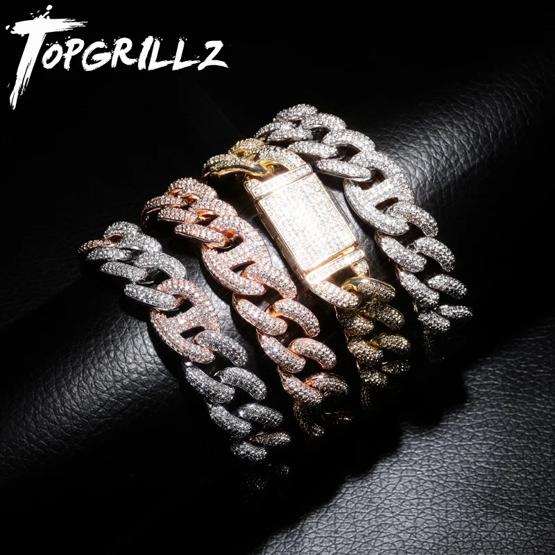 TOPGRILLZ 7 9 дюймов Новый замок застежка 14 мм тяжелый ледяной кубинский браслет цепь