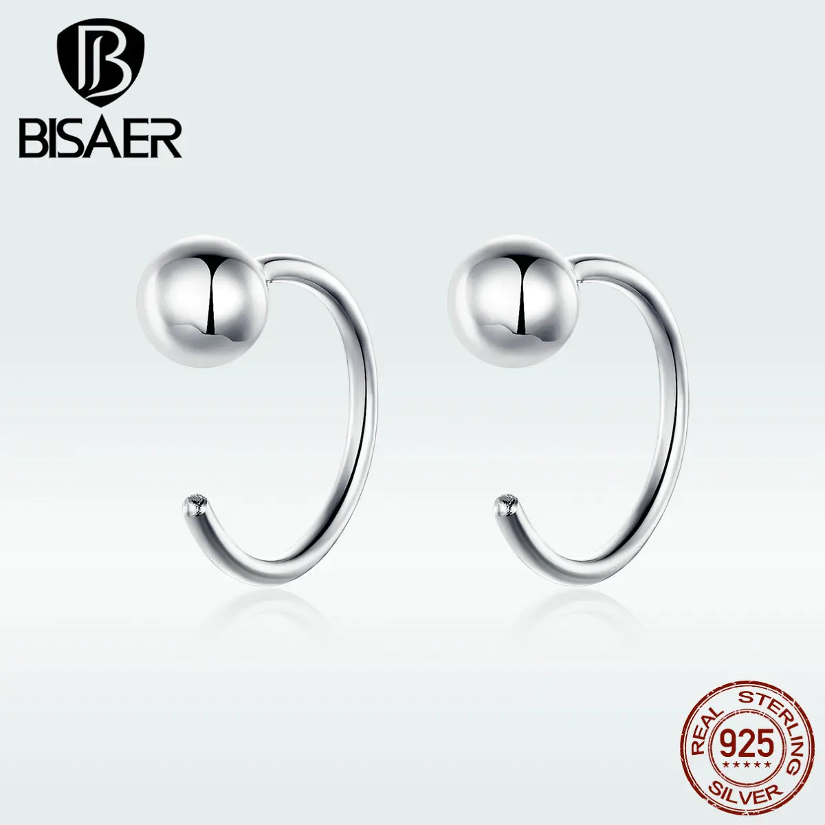 

BISAER 100% 925 Sterling Silver Simple Geometric Women Stud Earrings Sterling Silver Jewelry Simple Earrings GXE782