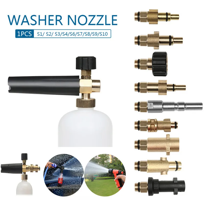 1Pcs Snow Foam Gun Connector Adapter High Pressure Lance Washer Nozzle Soap Wash for Karcher HD Nilfisk Gerni/Bosch Aquatak |