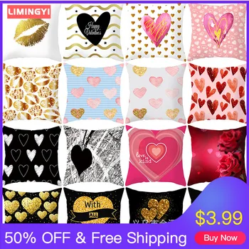 

LIMINGYI Valentine's Day Pillowcase Cushion Cover Wedding Decorations Sofa Pillowcase Throw Pillows Cover Home Decor ZT119