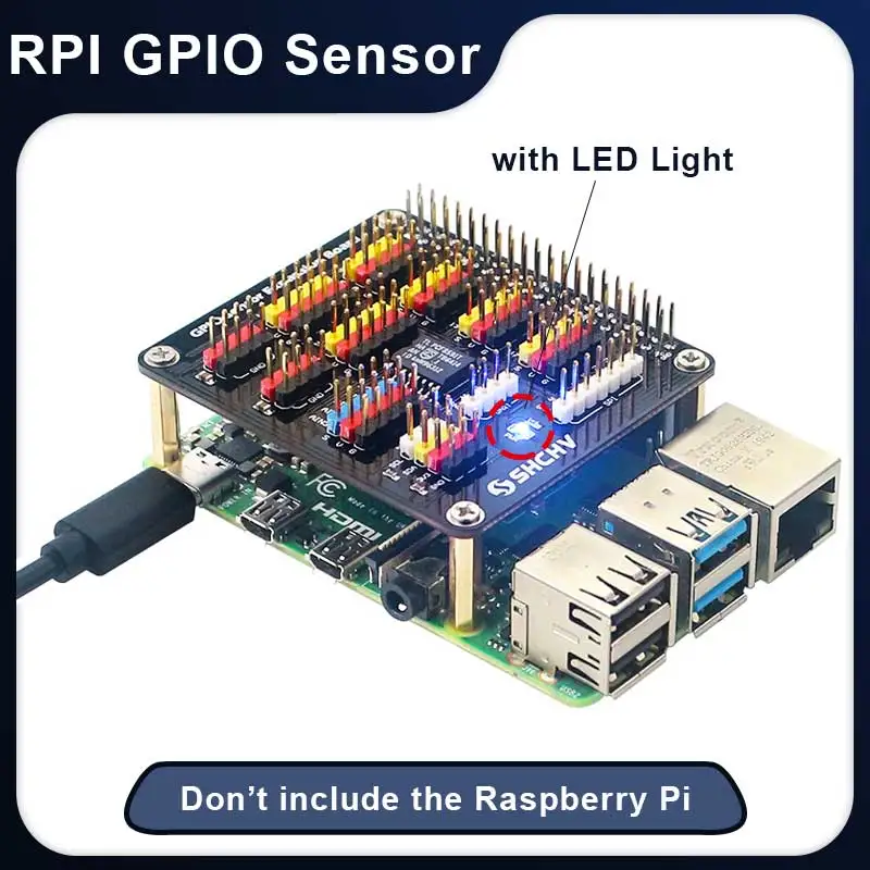 

Плата расширения датчика Raspberry Pi 4 GPIO со светодиодный AD/DA, преобразователь цифрового сигнала в аналоговый для Raspberry Pi 4B 3B + 3B Zero