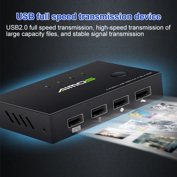 

For Printer Metal Selector Fast Speed KVM Switch Box USB Interface Keyboard Mouse 4 In 4 Out Hub Adapter Sharing Professional