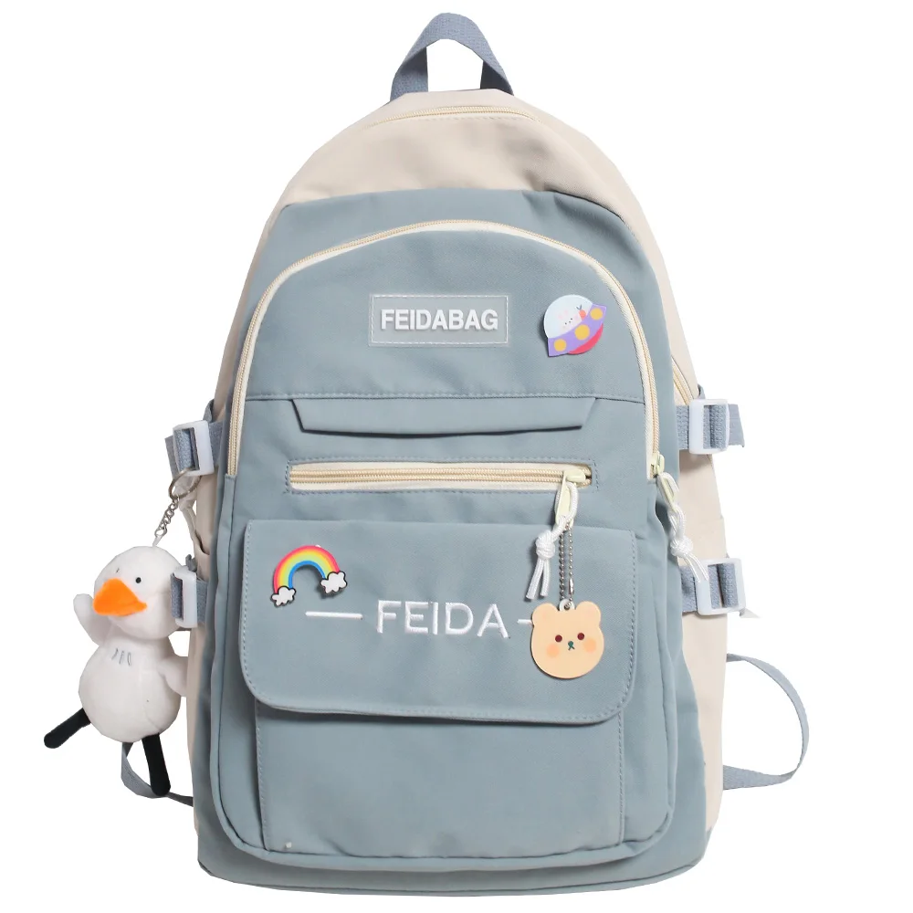 Student Laptop Female Book Bag Fashion Cute Women Backpack School Ladies Cool Harajuku Bag Girl Nylon Kawaii Backpack Waterproof 