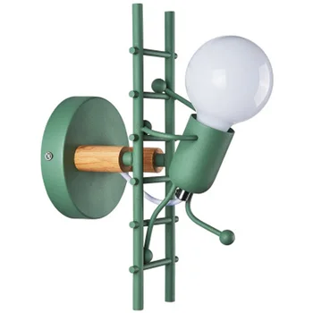 

Nordic Modern Cartoon Doll Wall Light Fixtures E27 LED Creative Mounted Iron Bedside Sconce Lamp for Kids Baby Room Living Room