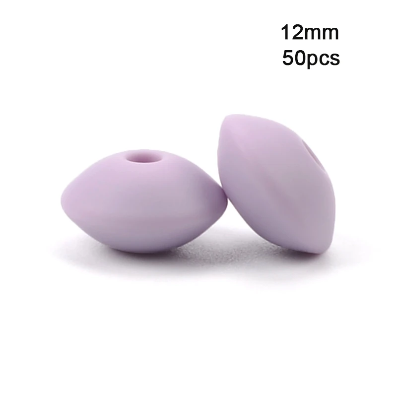 lavender fog LOFCA, 12 мм, 50 шт./лот, силиконовая чечевица, круглые бусины, Прорезыватель для зубов, детский прорезыватель, жевательный, BPA бесплатно, сделай сам, цепочка для соски, пищевой силикон - Цвет: lavender fog