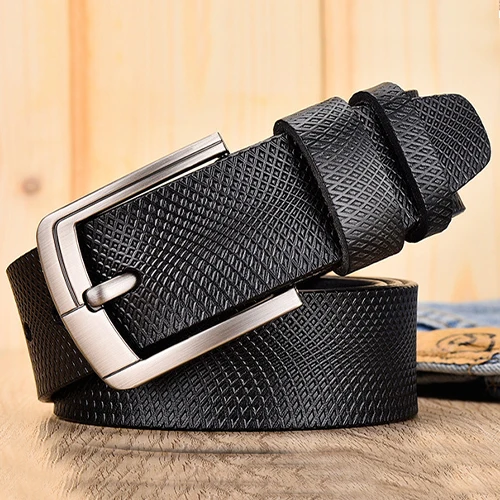 leather male belts for men high quality cow genuine leather luxury strap male belts fashion pin buckle men belt causal 9262 - Цвет: 9262A2Black