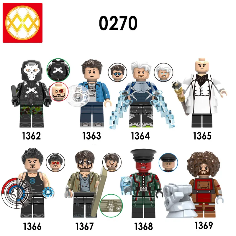 

Free Shipping X0270 Marvel Kingpin Crossbone Quicksilver Dwarf Red Skull Tony Stark Peter Parker Building Blocks Model Kids Toy