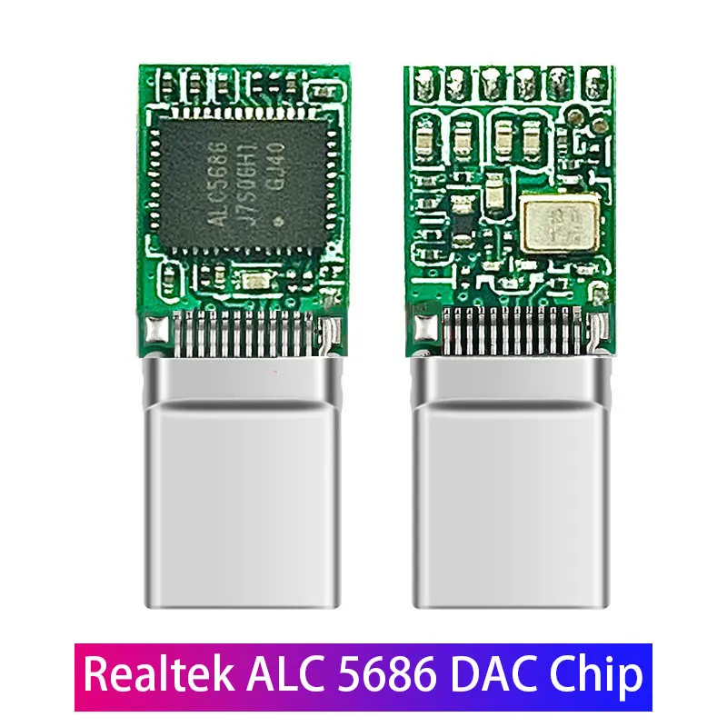 Realtek ALC5686 USB Type C DAC Headphone Amp 16-32ohm 3.5mm Output SNR 125dB PCM 32bit 384KHz for Android, Windows10, MacBook