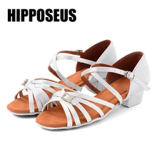 Hipposeus Children's Dance Shoes for Girls Women Latin Dance-shoe Ladies Ballroom Modern Tango Dancing Performance Salsa Sandals
