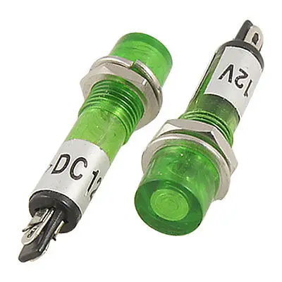 5 шт. 2 штифтовые наконечники зеленый световой индикатор лампы DC 12V